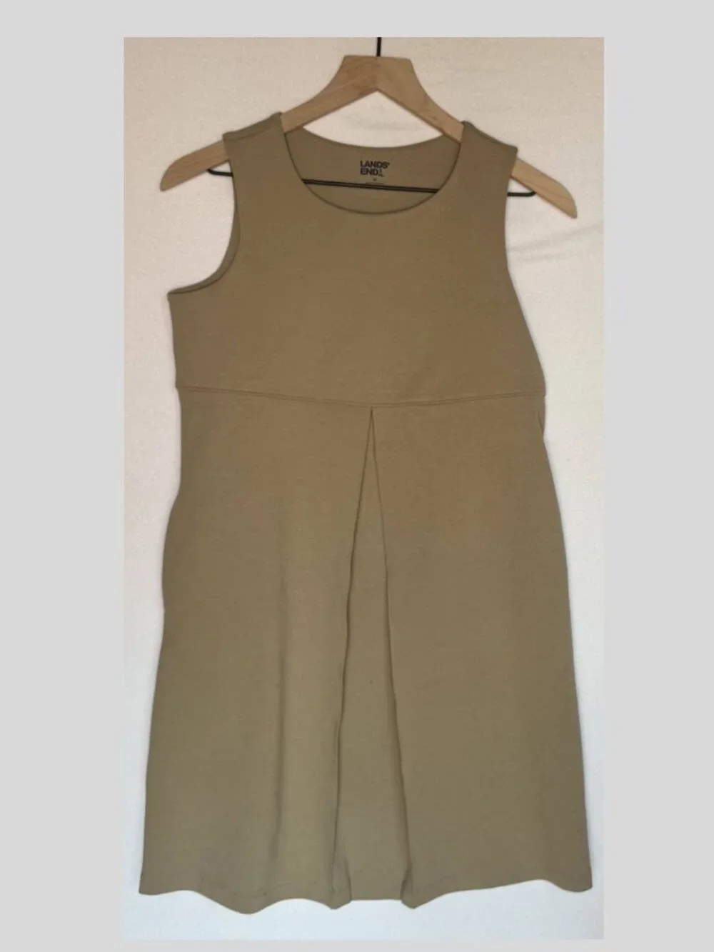 Lands' End School Uniform - Girls Ponte Pleat Khaki Jumper - Size 14